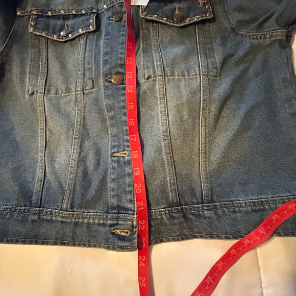 NEW! Women's Frye Denim Studded Jean Jacket Large - Picture 6 of 8